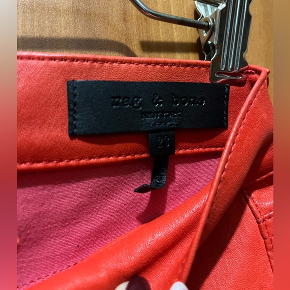 Rag & Bone Women’s Red Hana Leather Pants  Size: 23. NWOT Retail For $995. Rare! - Picture 8 of 16